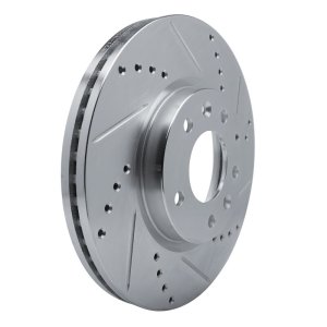 Mazda CX-7 Brake Rotor (1) - Front Right - R1 Concepts - Drilled & Slotted - Silver - `07-`12